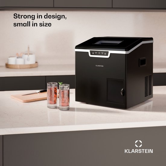 Klarstein IJsblokjesmachine Icefestival Cube - 20 kg/24 uur, 400 W, ijsblokjes en geraspt ijs, 1,9 liter opslagreservoir, automatische reiniging, zwart,1,8L 40 cm - voor Bar voor Thuis - Zelfreinigend LED Crushed Ice RVS - RVS van Klarstein — afbeelding 5