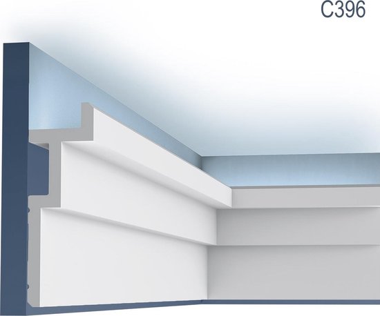 Kroonlijst Orac Decor C396 MODERN STEPS plafondlijst voor indirecte verlichting lijstwerk modern design wit 2 m