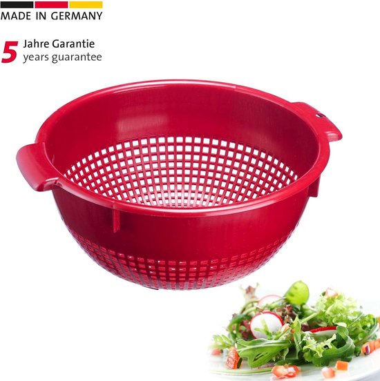 Kunststof vergiet met handgrepen - handig in gebruik - rood | bol