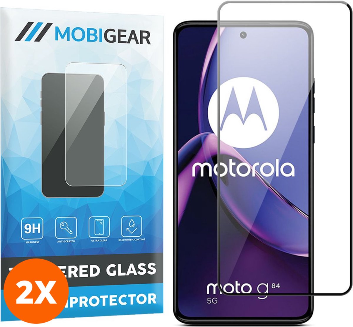 Mobigear Screenprotector geschikt voor Motorola Moto G84 Glazen | Mobigear Premium Screenprotector - Case Friendly (2-Pack)