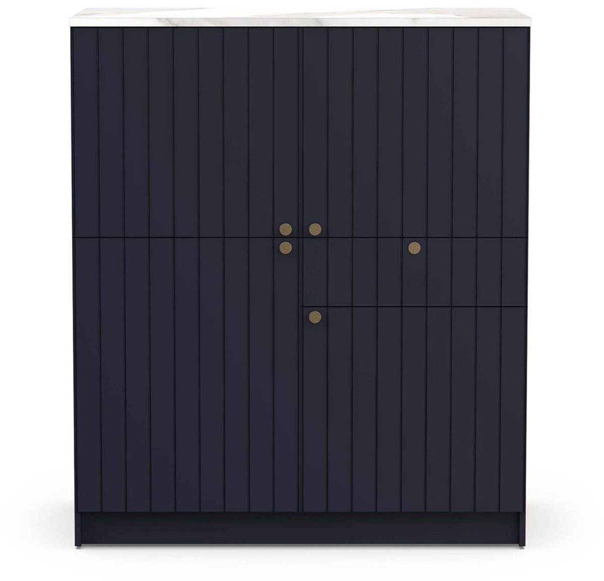 Buffetkast Chester - 4 deuren & 1 lade - indigo/marmer - CBA - Voorraadkasten - Wit; Blauw - Melamine; Spaanplaat - Voorraadkasten -