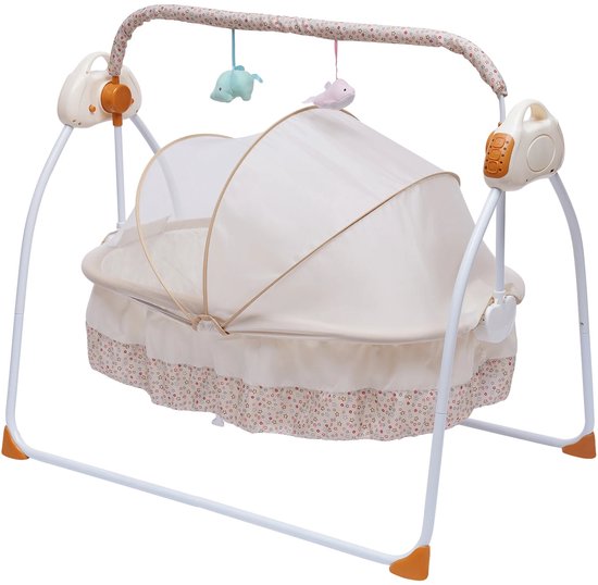 Berceau pour bébé BellissiBo® - Balancelle Bébé - Électrique - 5 vitesses - Musique et Bluetooth - Minuterie - Pliable - 0-18 mois