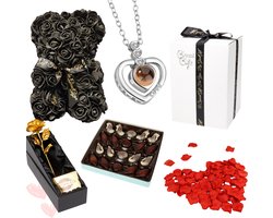 Romantisch Cadeau Pakket - Liefdes Cadeau 2025 - GreatGift - Zwarte beer - Luxe cadeau Voor vrouw - Liefde - Valentijn - Trouwen - Verjaardag - Geschenk Box - Cadeau -Love Box -Cadeau Box Met Romantische Cadeaus Voor Haar