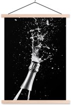 Posterhanger incl. Poster 40x53 cm - Schoolplaat - Champagne - Zwart - Spetters - Popping - Textielposter - Blanke latten