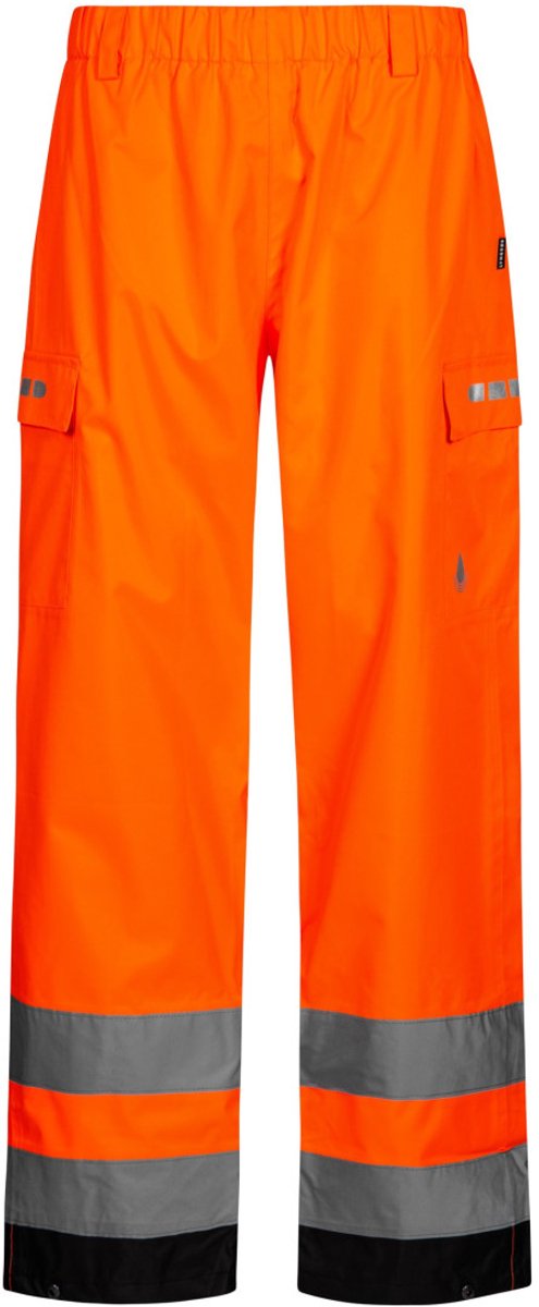 Fel oranje /zwart ademende Hi-Vis regenbroek van Lyngsøe Rainwear XL
