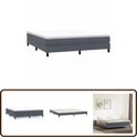 Collage van een donkergrijs boxspring bedframe met witte topper, losse lattenbodem en een gestileerde slaapkamer.