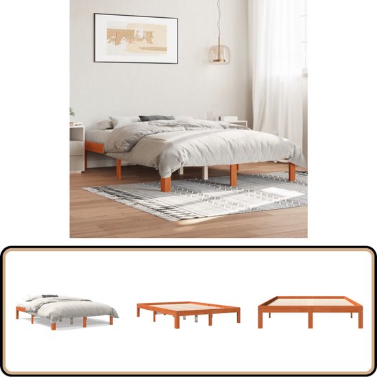 vidaXL Bedframe zonder matras massief grenenhout wasbruin 120x190 cm