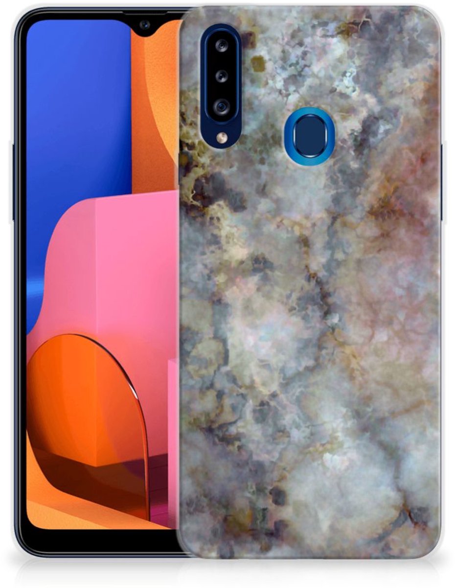 Samsung Galaxy A20s TPU Siliconen Hoesje Marmer Grijs
