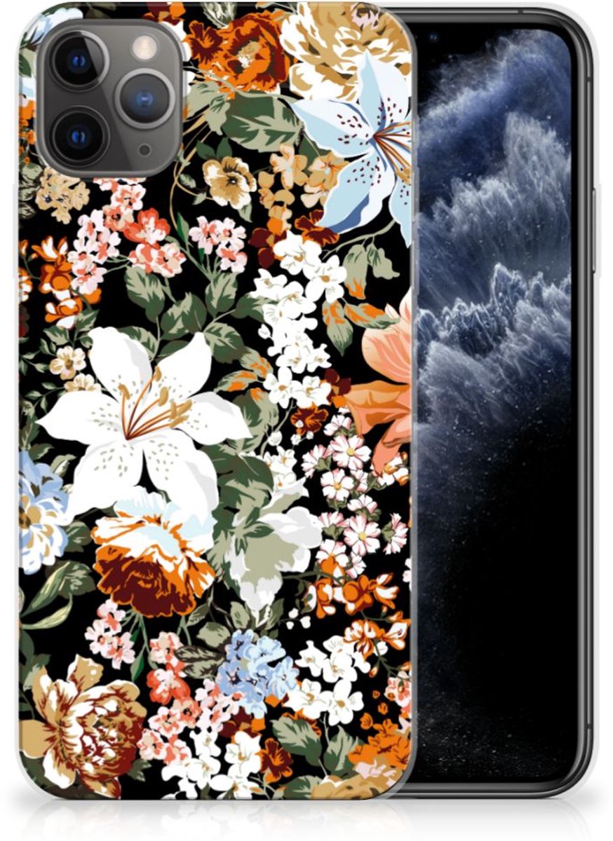 TPU Case voor Apple iPhone 11 Pro Max Dark Flowers