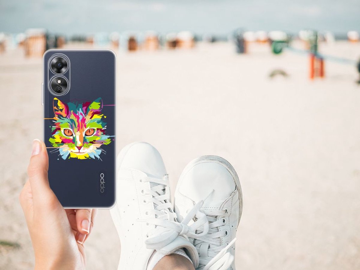 OPPO A17 Telefoonhoesje met Naam Cat Color
