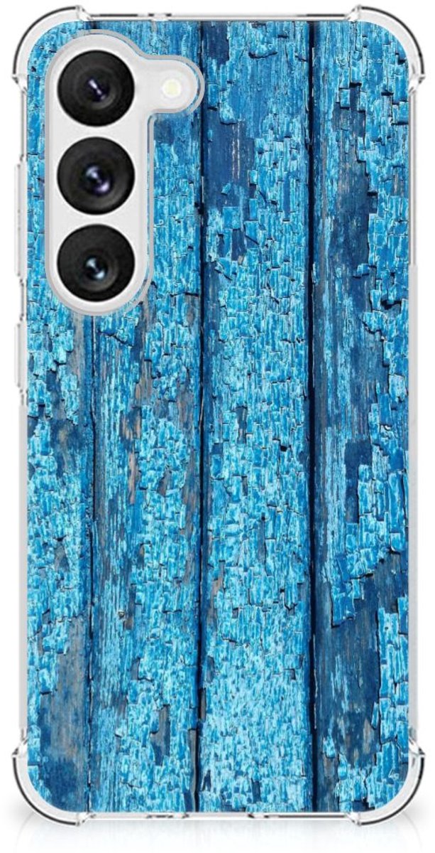 Samsung Galaxy S23 Stevig Telefoonhoesje Wood Blue