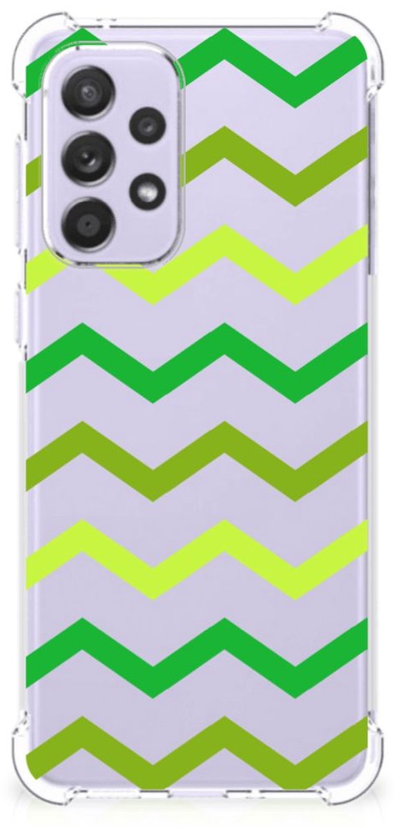 Back Cover voor Samsung Galaxy A33 Doorzichtige Silicone Hoesje Zigzag Groen