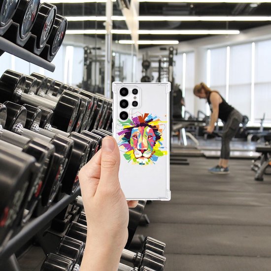 Coque de téléphone portable Samsung Galaxy S22 Coque arrière en TPU Ultra mignonne avec bord transparent Couleur Lion