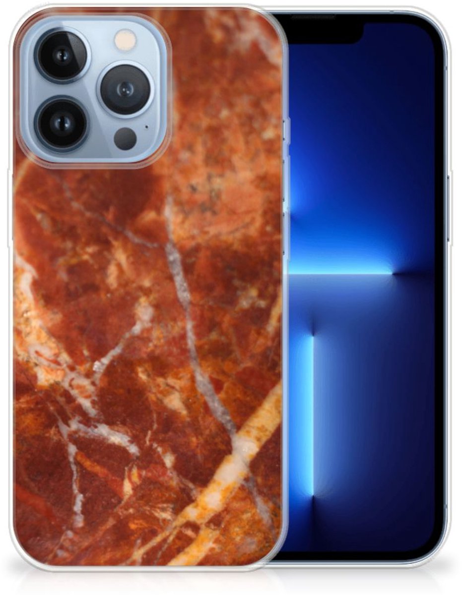 Apple iPhone 13 Pro TPU Siliconen Hoesje Marmer Bruin