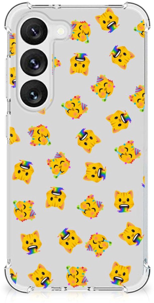 Doorzichtige Silicone Hoesje voor Samsung Galaxy S23 Katten Emojis
