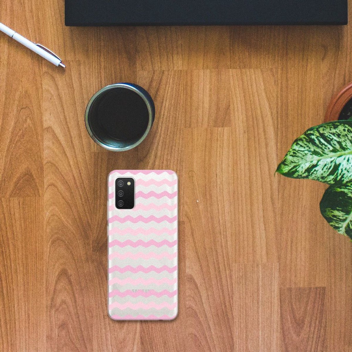 TPU Hoesje voor Samsung Galaxy A02s TPU bumper Waves Roze