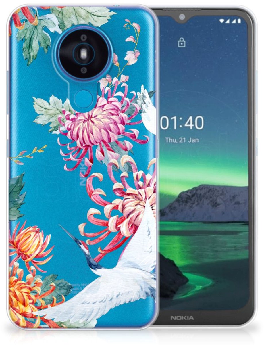 Nokia 1.4 TPU Hoesje Bird Flowers
