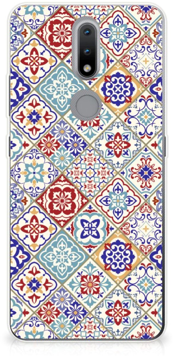 Back Cover voor Nokia 2.4 TPU Siliconen Hoesje Tiles Color