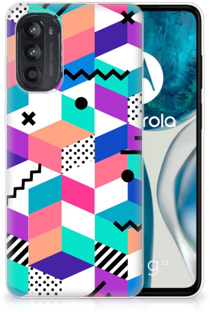 Motorola Moto G52/G82 TPU Hoesje Blokken Kleurrijk