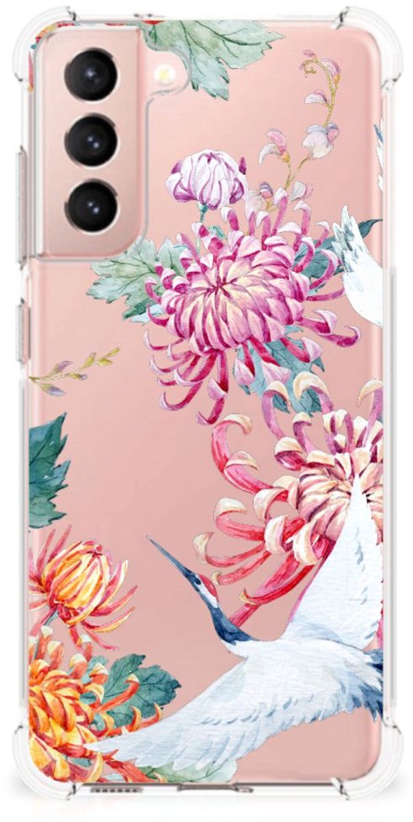 Samsung Galaxy S21 FE Case Anti-shock Bird Flowers