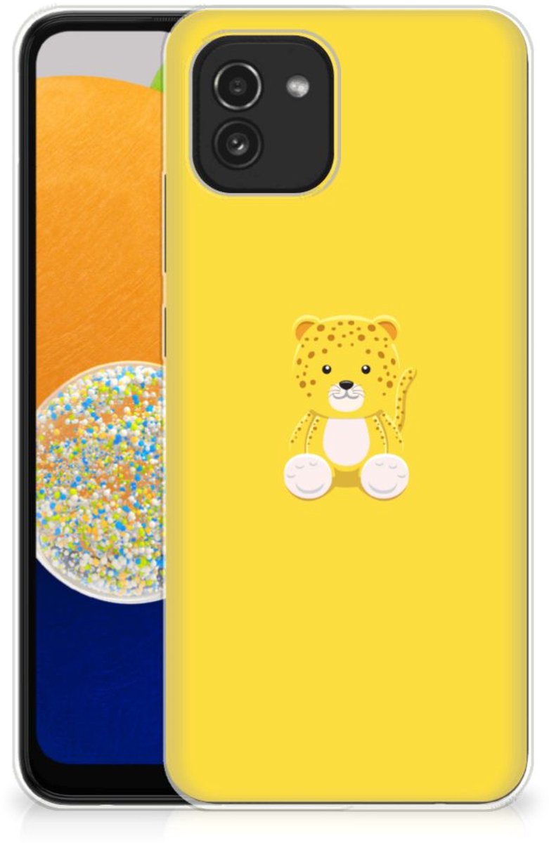 Samsung Galaxy A03 Telefoonhoesje met Naam Baby Leopard