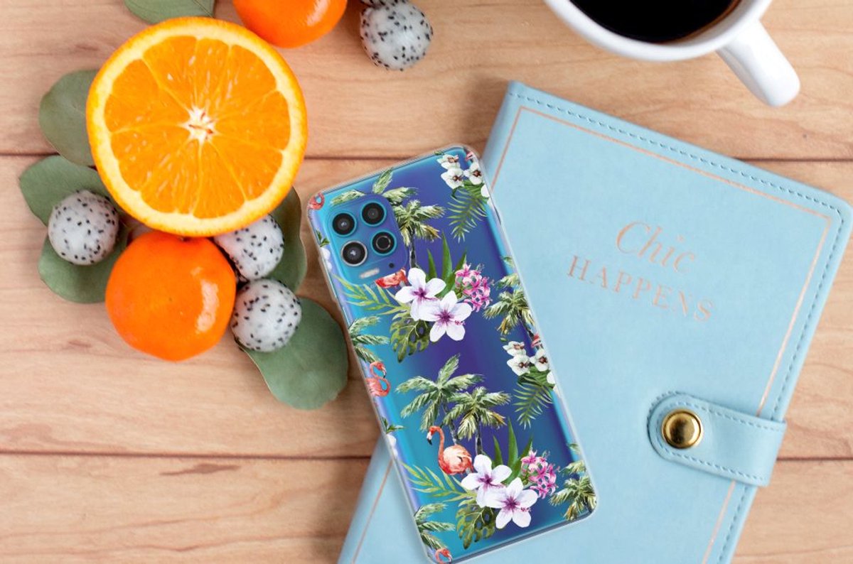 Motorola Moto G100 TPU Hoesje Flamingo Palms