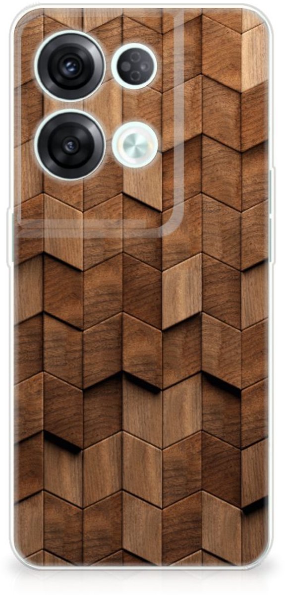 Bumper Hoesje voor OPPO Reno8 Pro Wooden Cubes