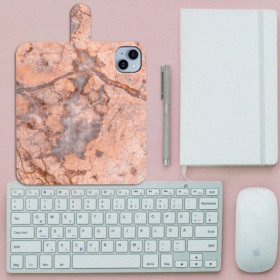 Etui pour Téléphone iPhone 15 Plus Coque Orange De Marbre