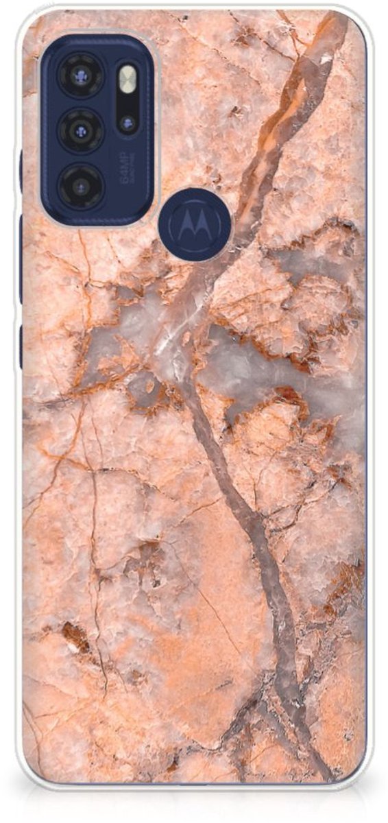 Motorola Moto G60s TPU Siliconen Hoesje Marmer Oranje