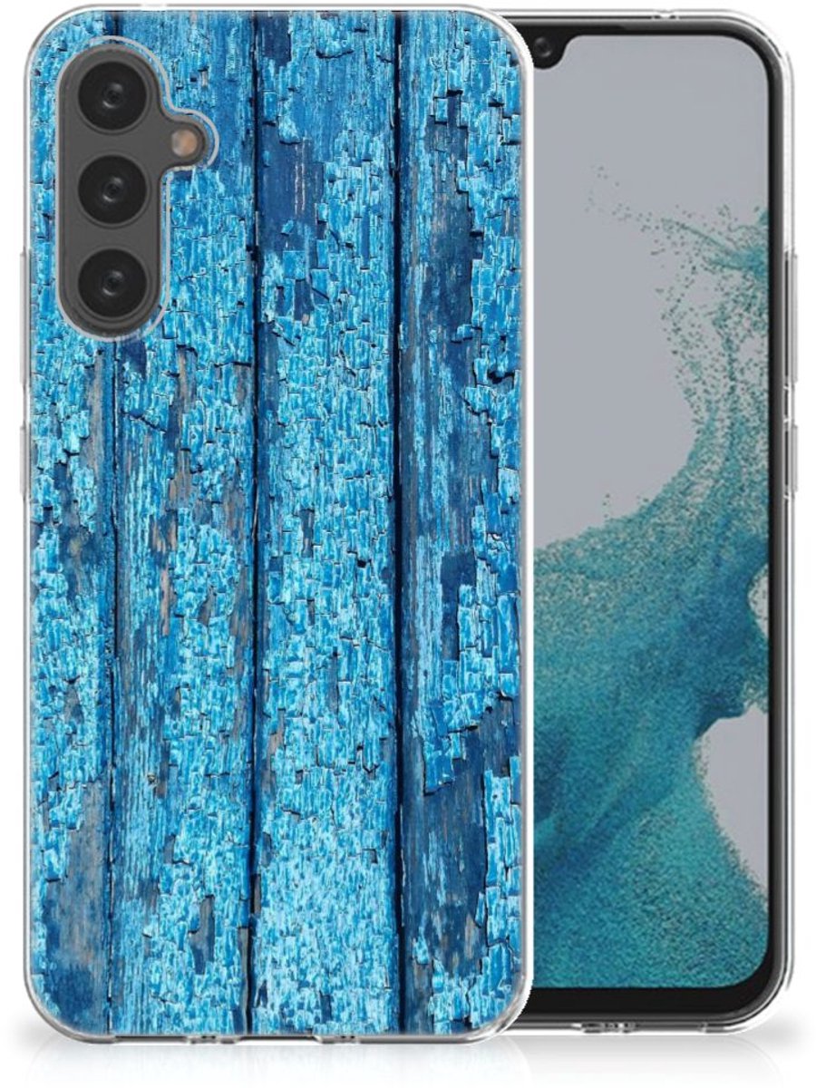 Samsung Galaxy A34 Bumper Hoesje Wood Blue