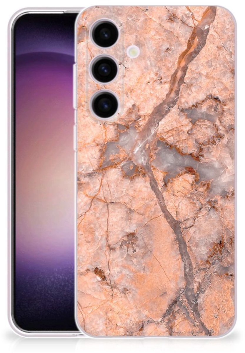 Samsung Galaxy S24 TPU Siliconen Hoesje Marmer Oranje