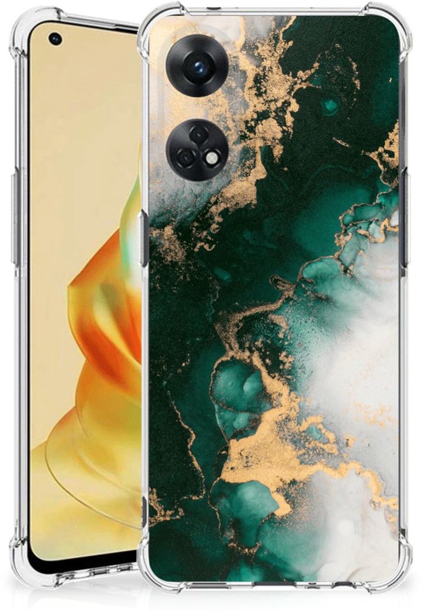 Anti-Shock Hoesje voor OPPO Reno8 T 4G Marmer Groen