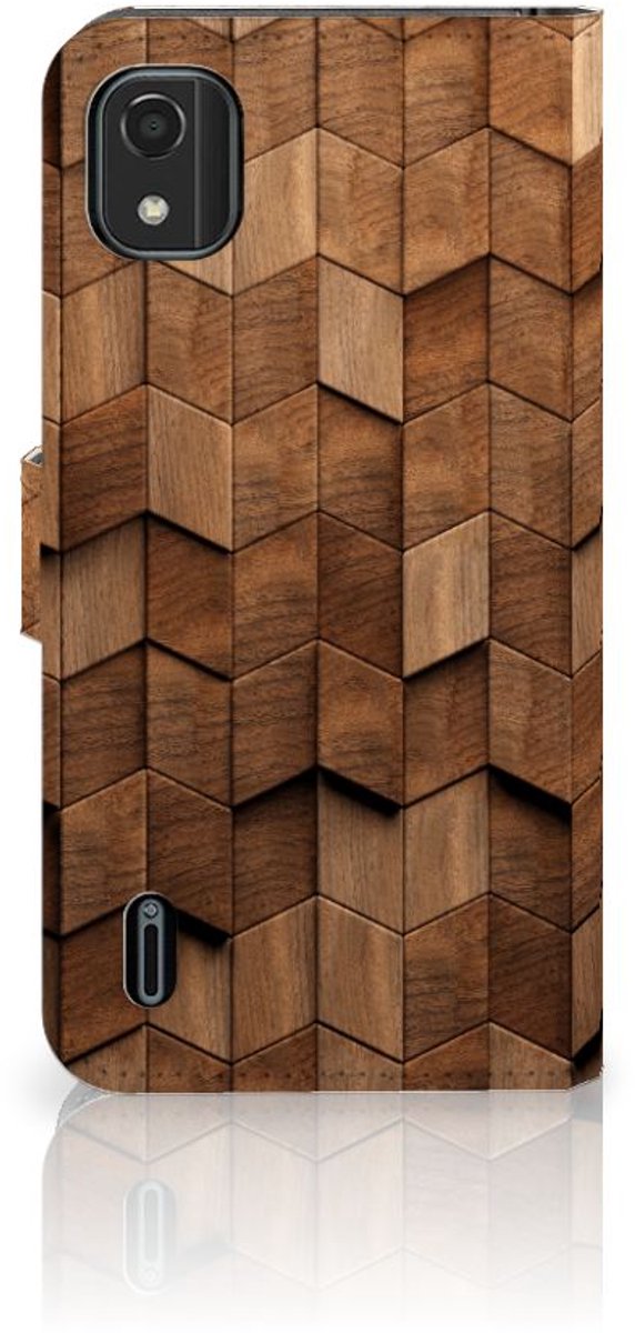 Book Style Case voor Nokia C2 2nd Edition Wooden Cubes