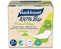 Vuokkoset Maandverband Normal Wings Bio - 12 stuks