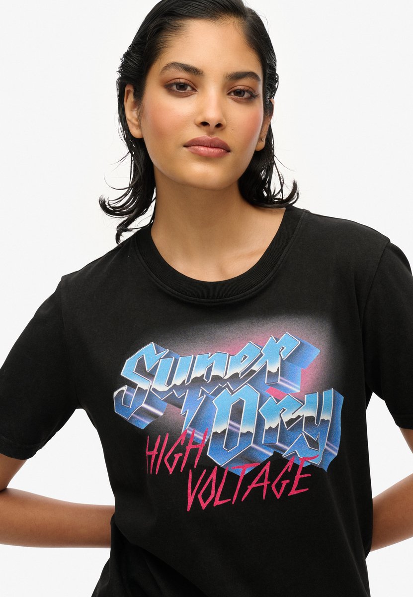 Superdry Rock Band-T-shirt met relaxte pasvorm Dames T-shirts Zwart