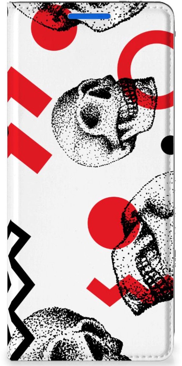 Mobiel BookCase OPPO Reno 6 Pro Plus 5G Skull Red