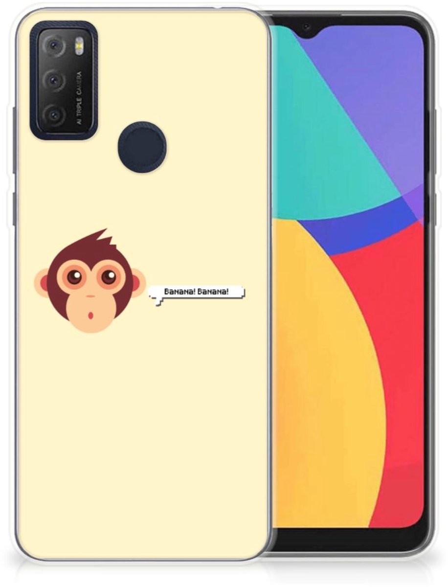 Back Cover voor Alcatel 1S (2021) Telefoonhoesje met Naam Monkey
