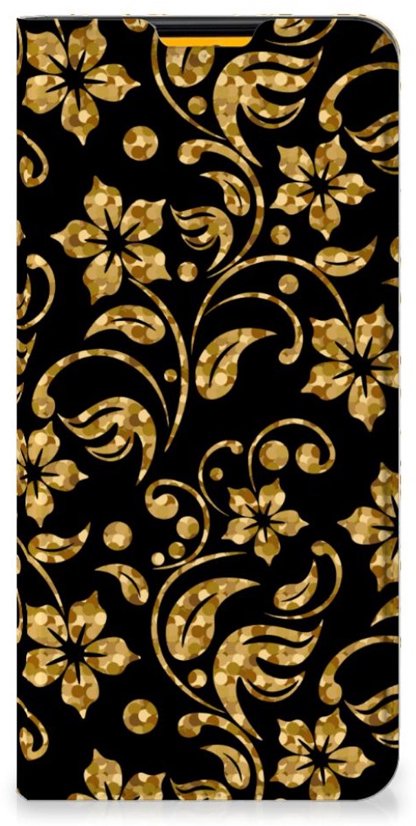 Book Case voor Samsung Galaxy M52 Smart Cover Gouden Bloemen
