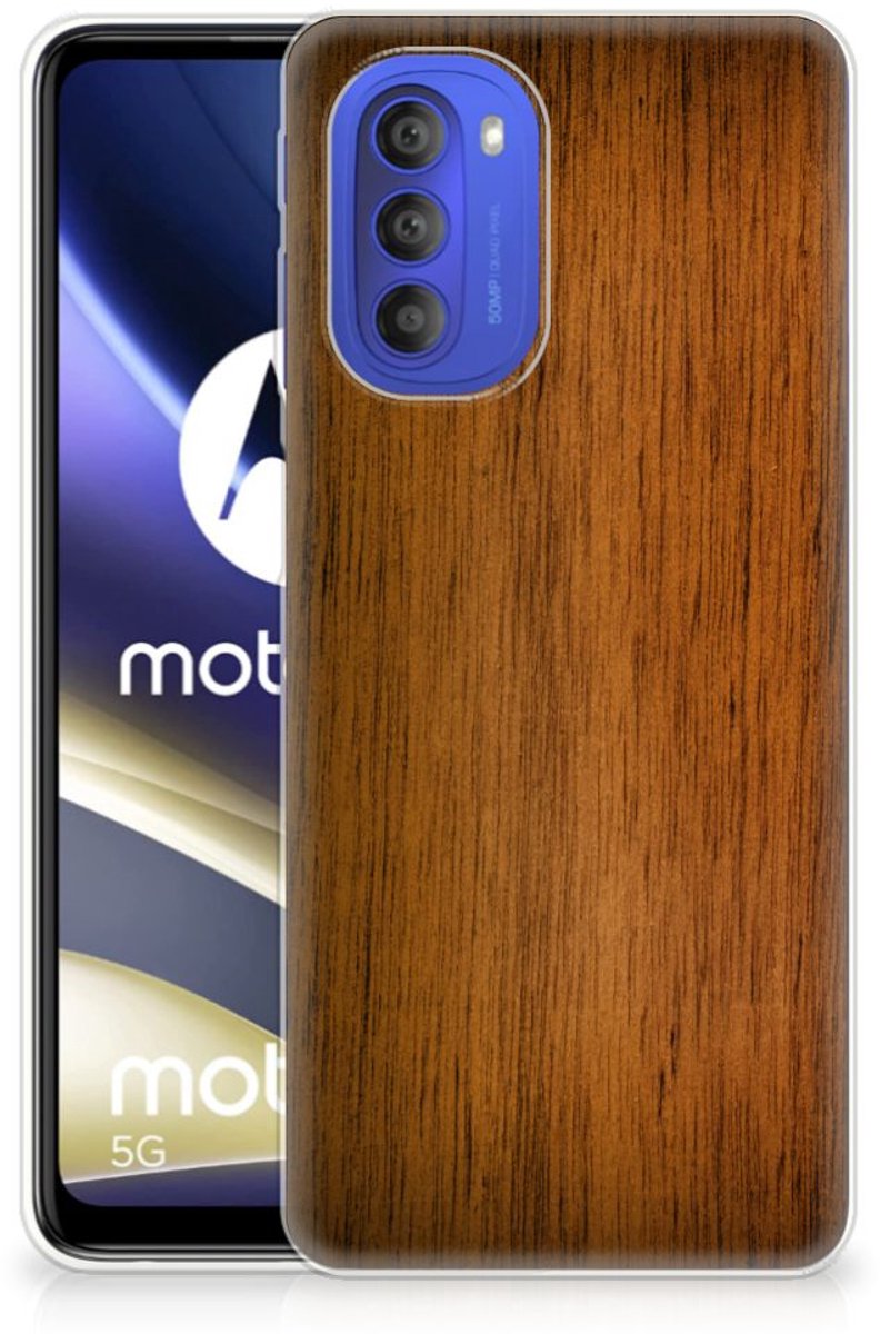 Motorola Moto G51 5G Bumper Hoesje Donker Hout