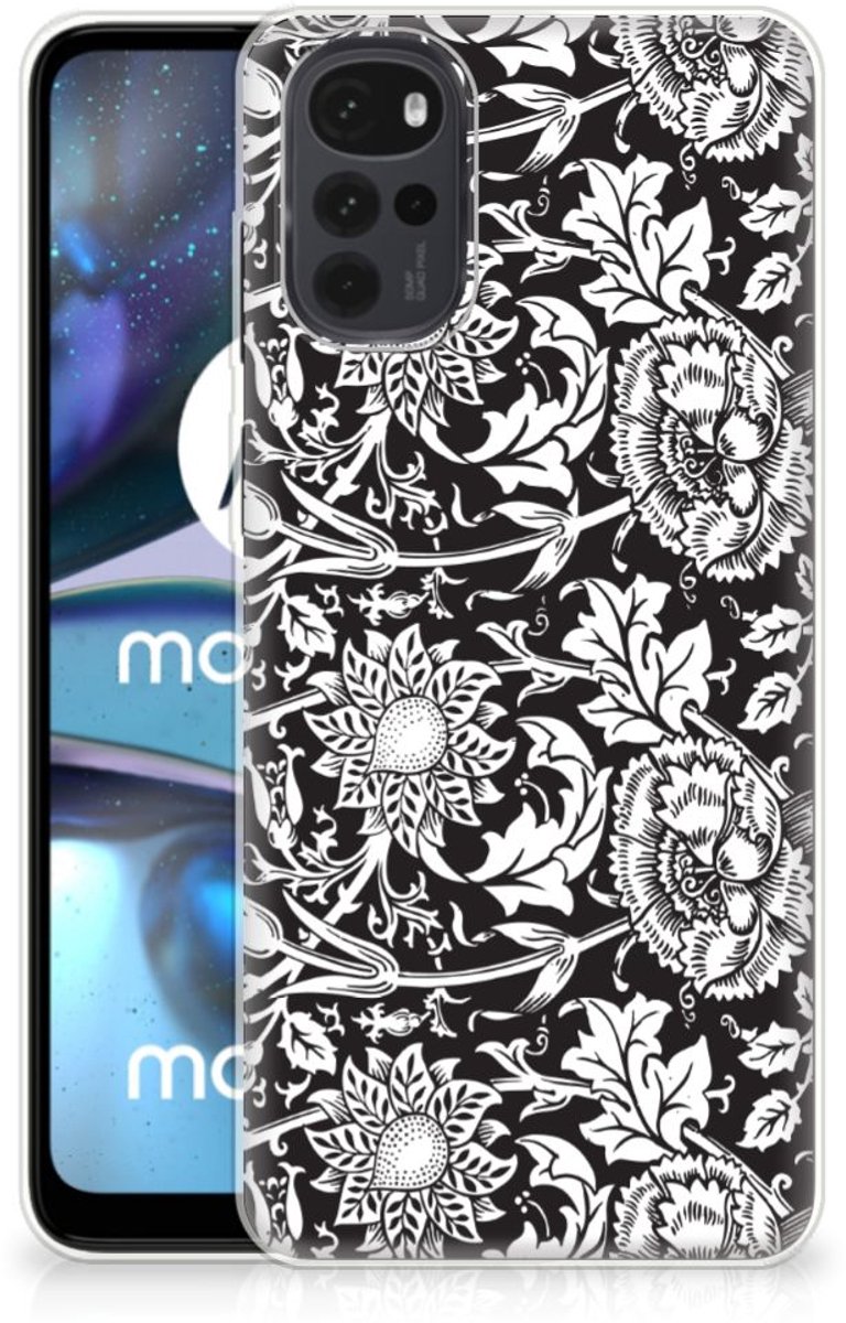 Motorola Moto G22 TPU Case Black Flowers