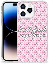 Belle coque arrière en TPU pour Apple iPhone 14 Pro Max Smartphone avec bord transparent Flowers Pink Don't Touch My Phone