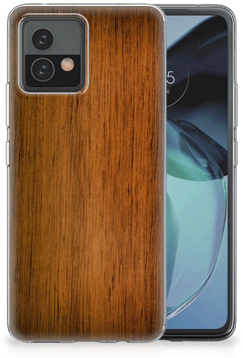 Motorola Moto G72 Bumper Hoesje Donker Hout