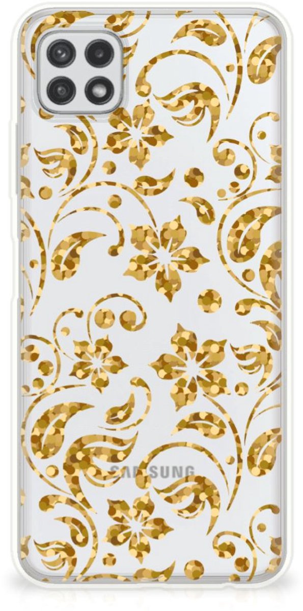 Samsung Galaxy A22 5G TPU Case Gouden Bloemen