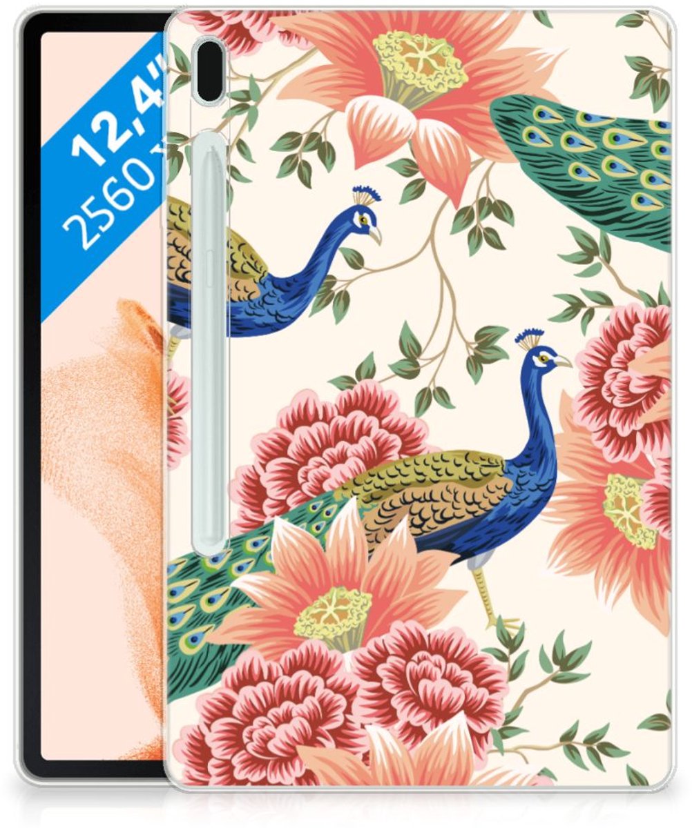 Back Case voor Samsung Galaxy Tab S7FE Pink Peacock