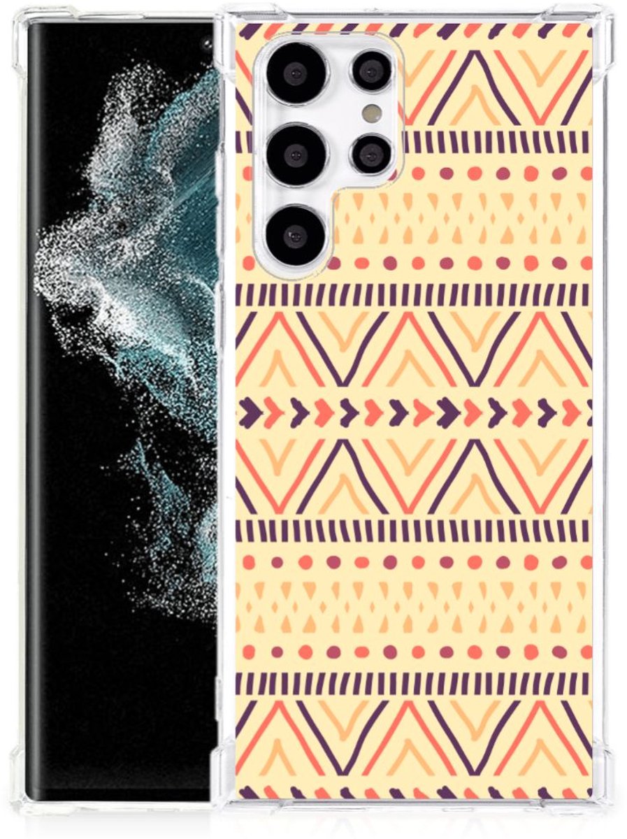 Samsung Galaxy S22 Ultra Doorzichtige Silicone Hoesje Aztec Yellow
