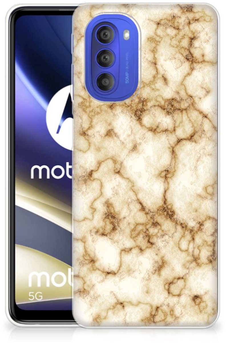 Motorola Moto G51 5G TPU Siliconen Hoesje Marmer Goud