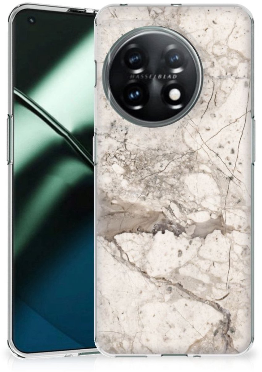 OnePlus 11 TPU Siliconen Hoesje Marmer Beige