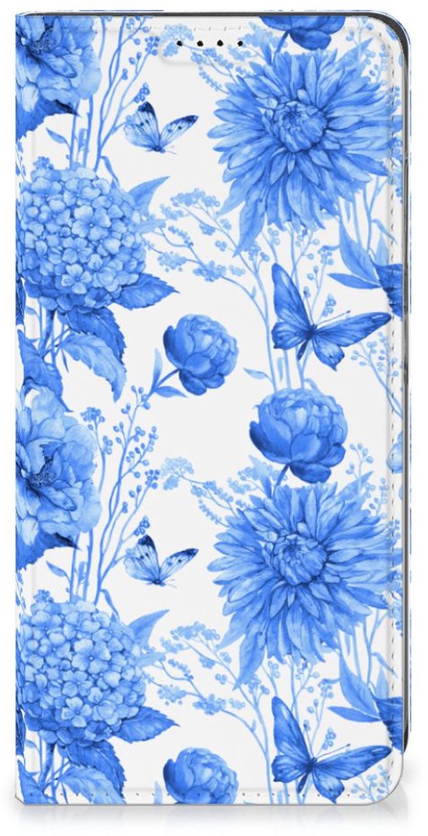 Standcase Hoesje voor Smart Cover voor Samsung Galaxy A05s Flowers Blue