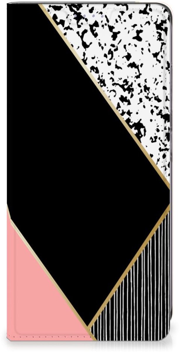 Samsung Galaxy S24 Plus Stand Case Zwart Roze Vormen