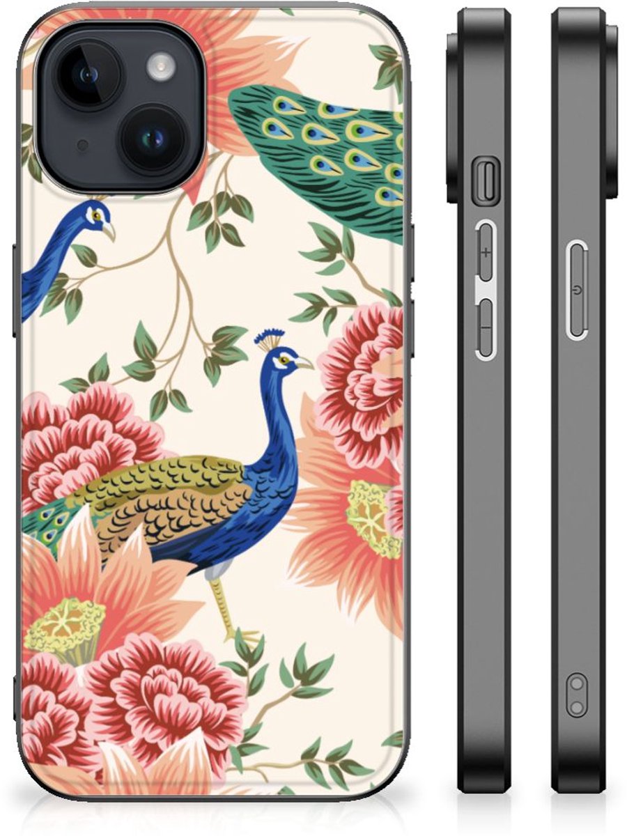 Dierenprint Telefoonhoesje voor iPhone 15 Plus Pink Peacock